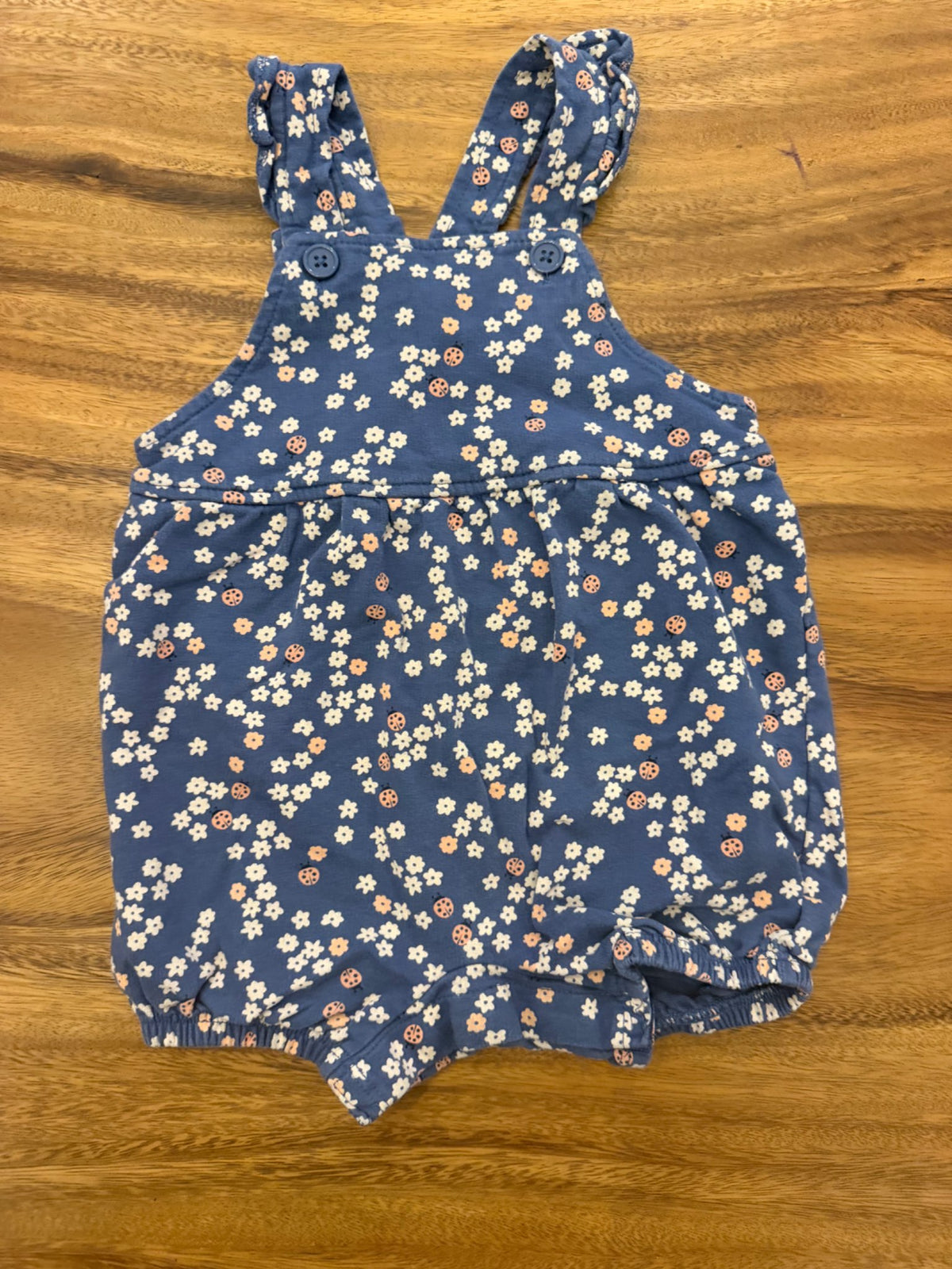 Pekkle shorts romper - blue floral, Kids 12 Month (9-12M)