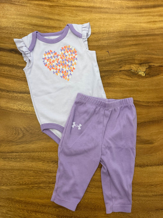 Underarmor purple onesie and pants , Kids 6 Month (3-6M)