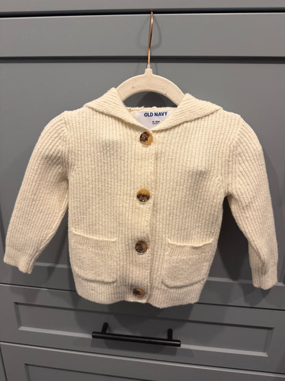 Old Navy white sweater with ears on hood, Kids 18 Month (12-18M)