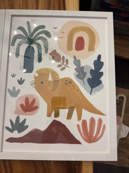 Set of 3 - Dinosaur prints with frames