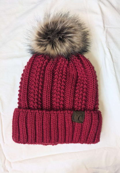 Red Toque - Fleece lined with pom pom, Kids 14