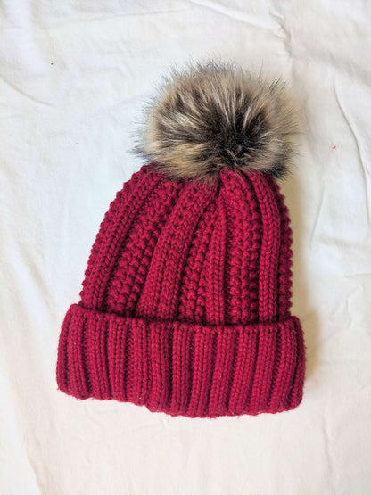 Red Toque - Fleece lined with pom pom, Kids 14