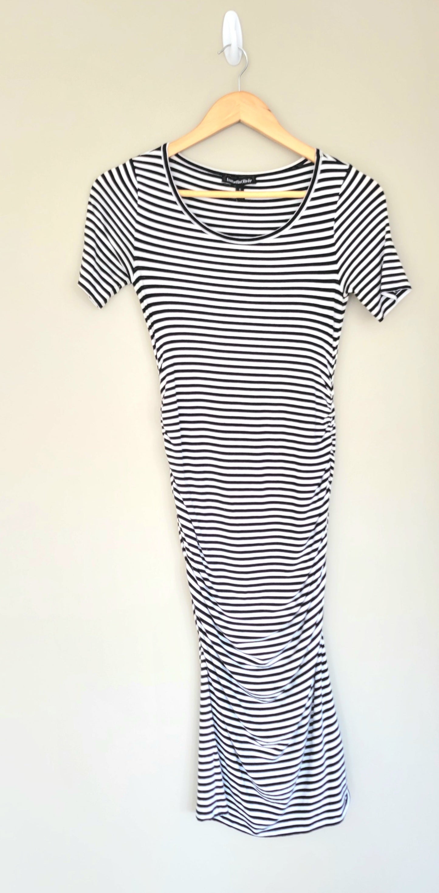 Isabella Oliver, Stripe Jersey Midi T-Shirt Dress, Size 0, Maternity XS (0-2)