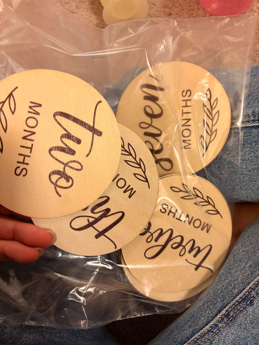 Monthly milestone wooden markers