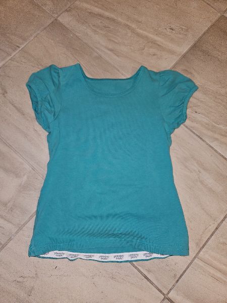 short sleeve girls shirt, green , size 7