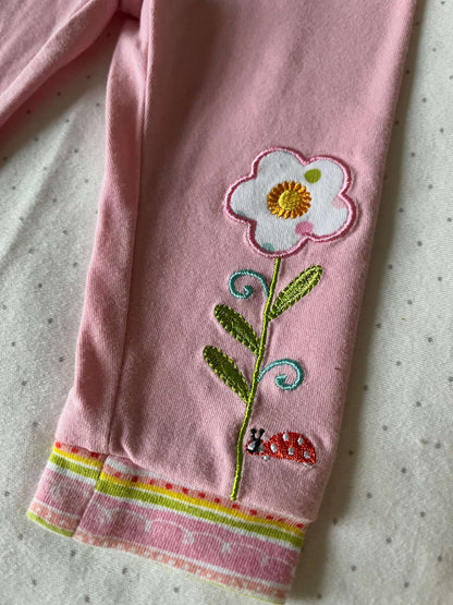 Happi Pink Floral Embroidered Pants - Baby Girl 6-9 Months, Kids 9 Month (6-9M)