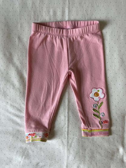 Happi Pink Floral Embroidered Pants - Baby Girl 6-9 Months, Kids 9 Month (6-9M)