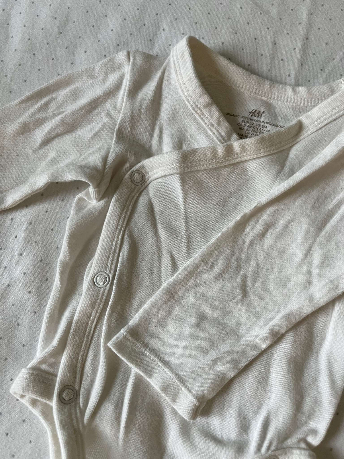H&M Organic Cotton White Crossover Onesie - 3 Months, Kids 3 Month (0-3M)