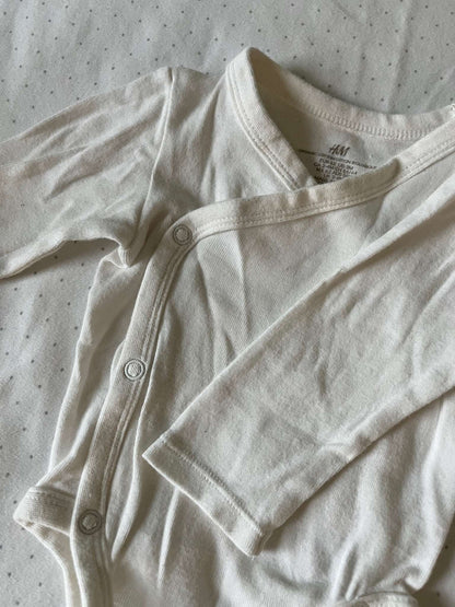 H&M Organic Cotton White Crossover Onesie - 3 Months, Kids 3 Month (0-3M)