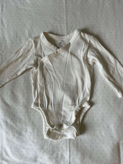 H&M Organic Cotton White Crossover Onesie - 3 Months, Kids 3 Month (0-3M)