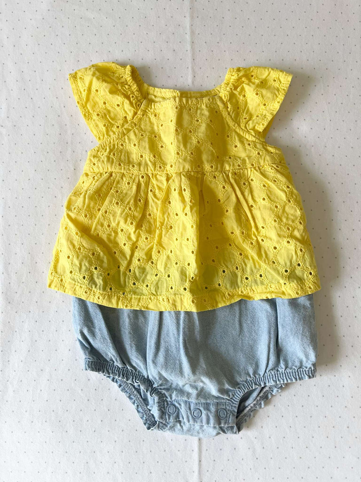 Carter's Yellow Jean Onesie - Baby Girl 6 months, Kids 6 Month (3-6M)