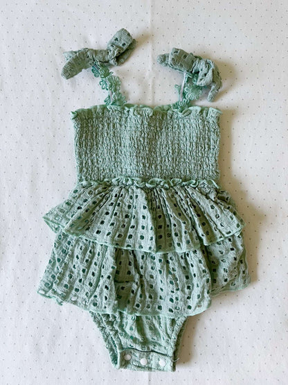 Adorable Turquoise Romper Dress - Baby Girl 6 months, Kids 6 Month (3-6M)