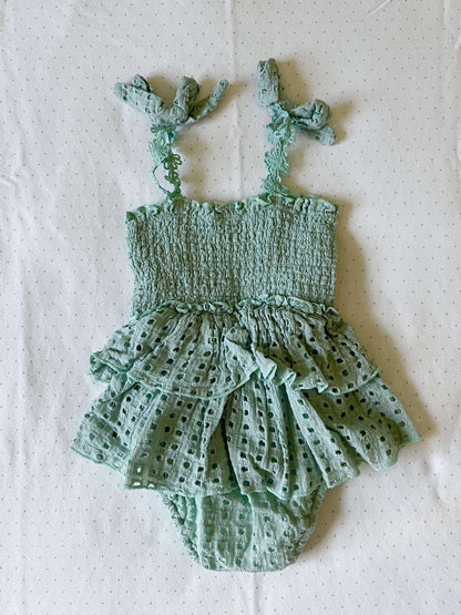Adorable Turquoise Romper Dress - Baby Girl 6 months, Kids 6 Month (3-6M)
