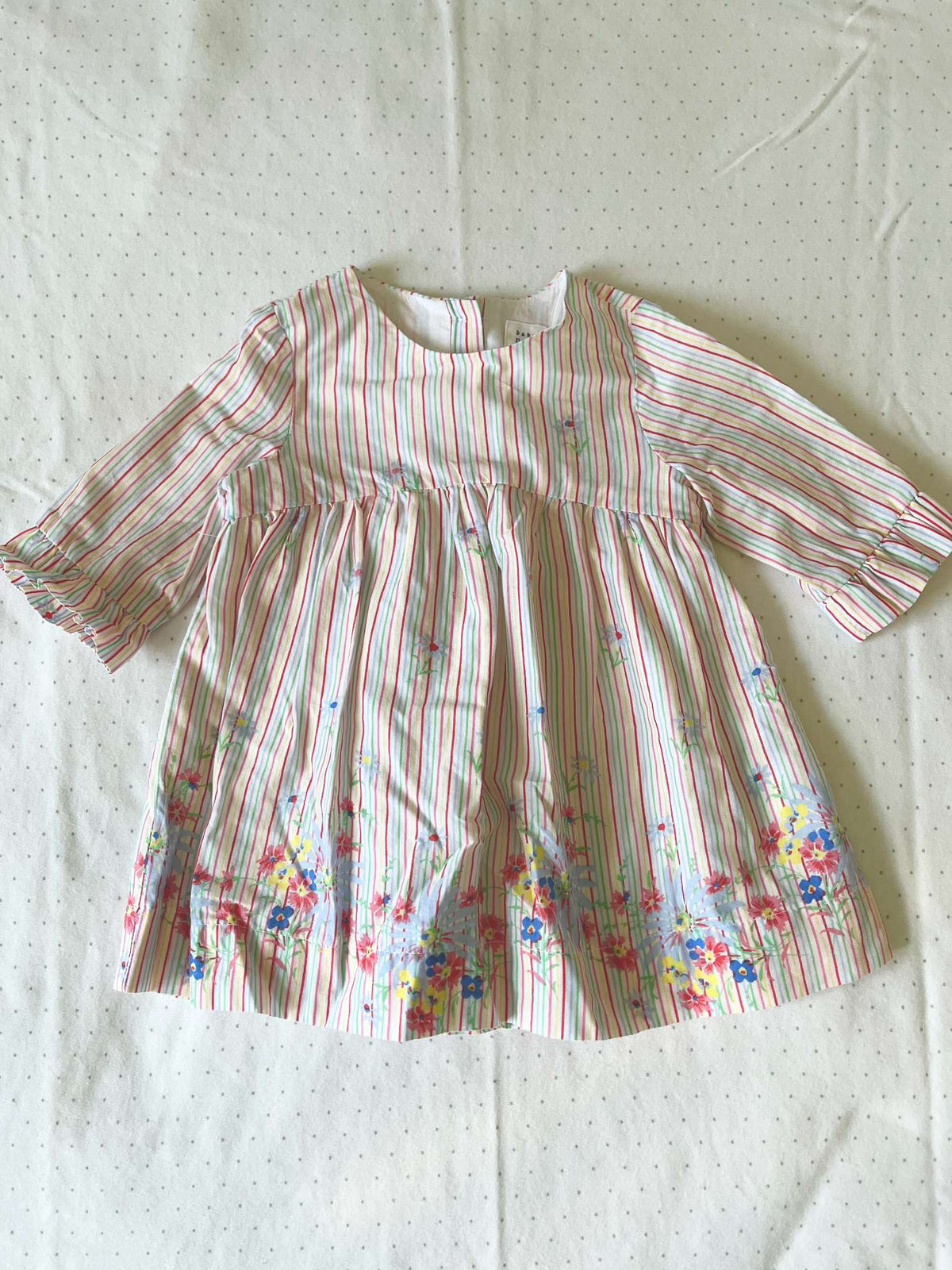 Baby Gap Mulitcolour stripe and floral dress with lining - 3-6 months, Kids 6 Month (3-6M)