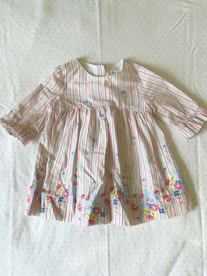 Baby Gap Mulitcolour stripe and floral dress with lining - 3-6 months, Kids 6 Month (3-6M)