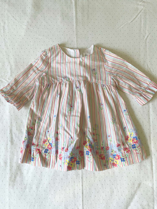 Baby Gap Mulitcolour stripe and floral dress with lining - 3-6 months, Kids 6 Month (3-6M)