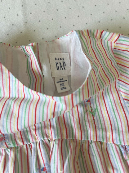 Baby Gap Mulitcolour stripe and floral dress with lining - 3-6 months, Kids 6 Month (3-6M)