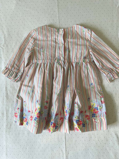 Baby Gap Mulitcolour stripe and floral dress with lining - 3-6 months, Kids 6 Month (3-6M)