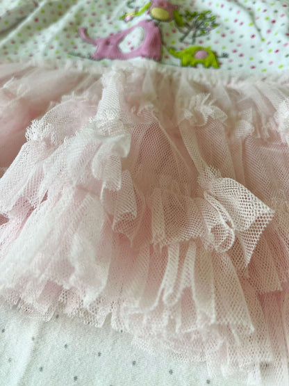 Pink Tutu Elephant & Owl Design Dress - Baby Girl 3-6 months, Kids 6 Month (3-6M)