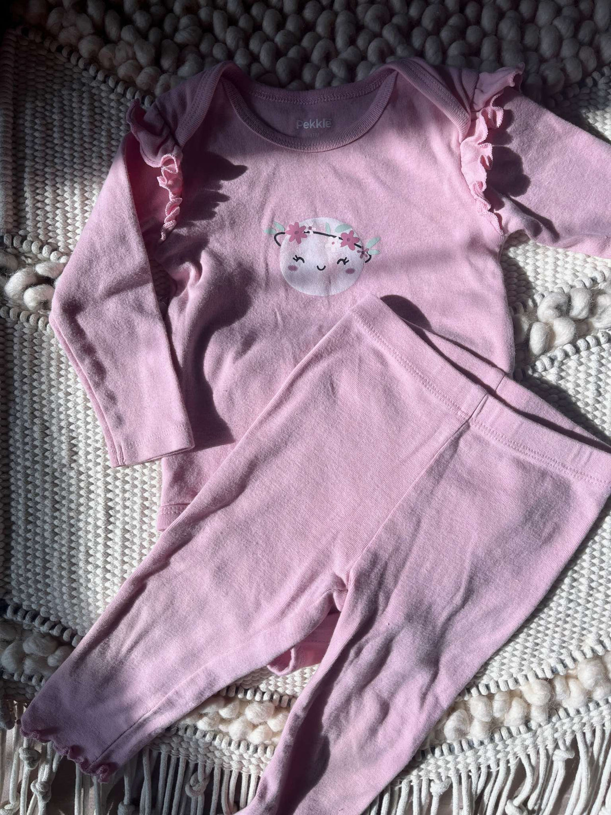 Pekkle Two Piece Pink Happy Planet Outfit - Baby Size 12 months, Kids 12 Month (9-12M)