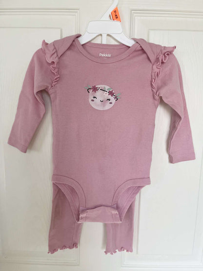 Pekkle Two Piece Pink Happy Planet Outfit - Baby Size 12 months, Kids 12 Month (9-12M)