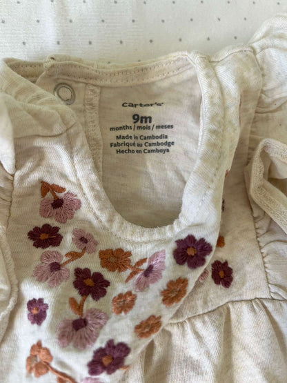 Carter's Floral Embroidery Onesie - Baby Girl 9 months, Kids 9 Month (6-9M)