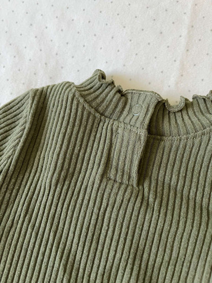 Old Navy Olive Green Two Piece Soft Ribbed Outfit - 0-3 months, Kids 3 Month (0-3M)