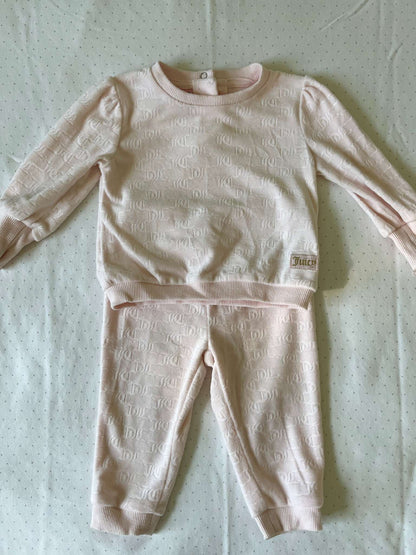 Juicy Couture Two Piece Velour Pink Sweatsuit - Baby Girl 6-9 months, Kids 9 Month (6-9M)