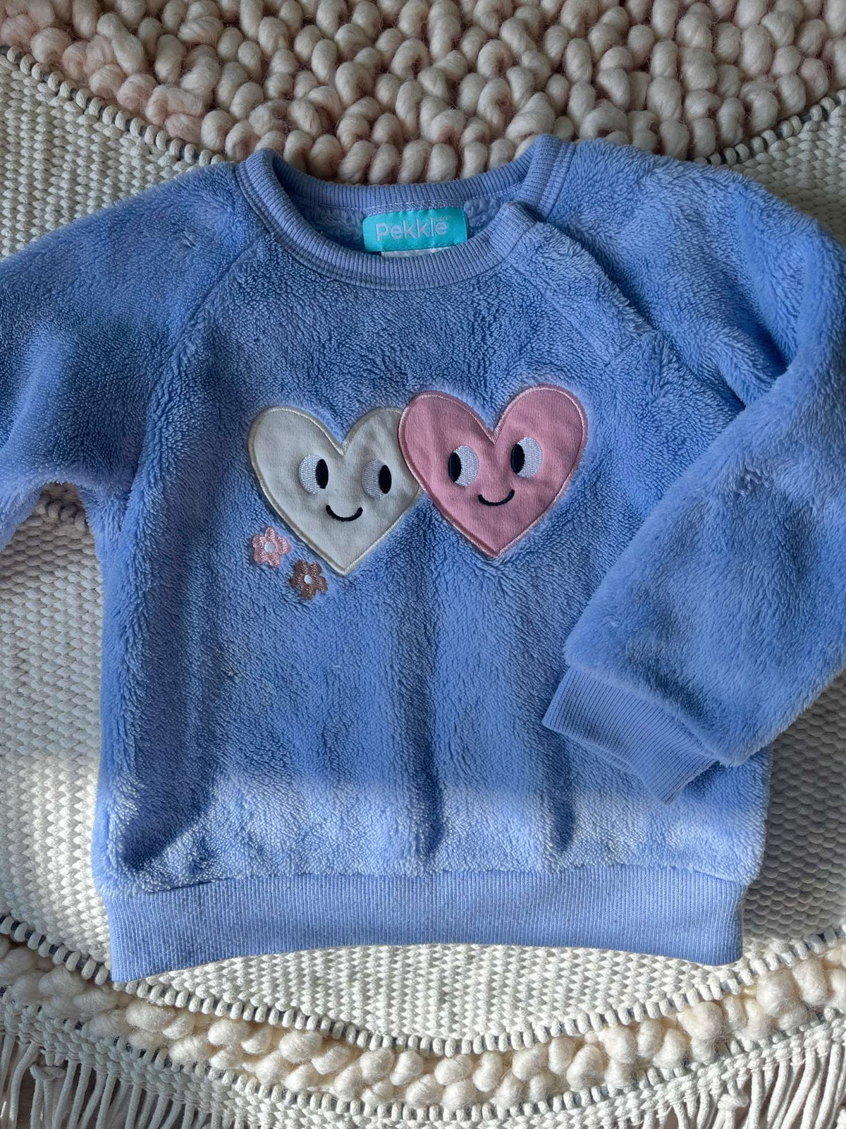 Pekkle Fuzzy Heart Sweater - Baby Girl 18 months, Kids 18 Month (12-18M)
