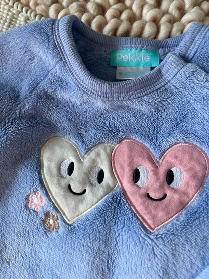 Pekkle Fuzzy Heart Sweater - Baby Girl 18 months, Kids 18 Month (12-18M)