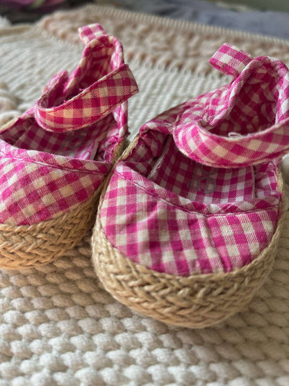 Joe Fresh Gingham Pink Plaid Sandals - Baby Girl, Shoes 1 (Baby: 0-12 mth)