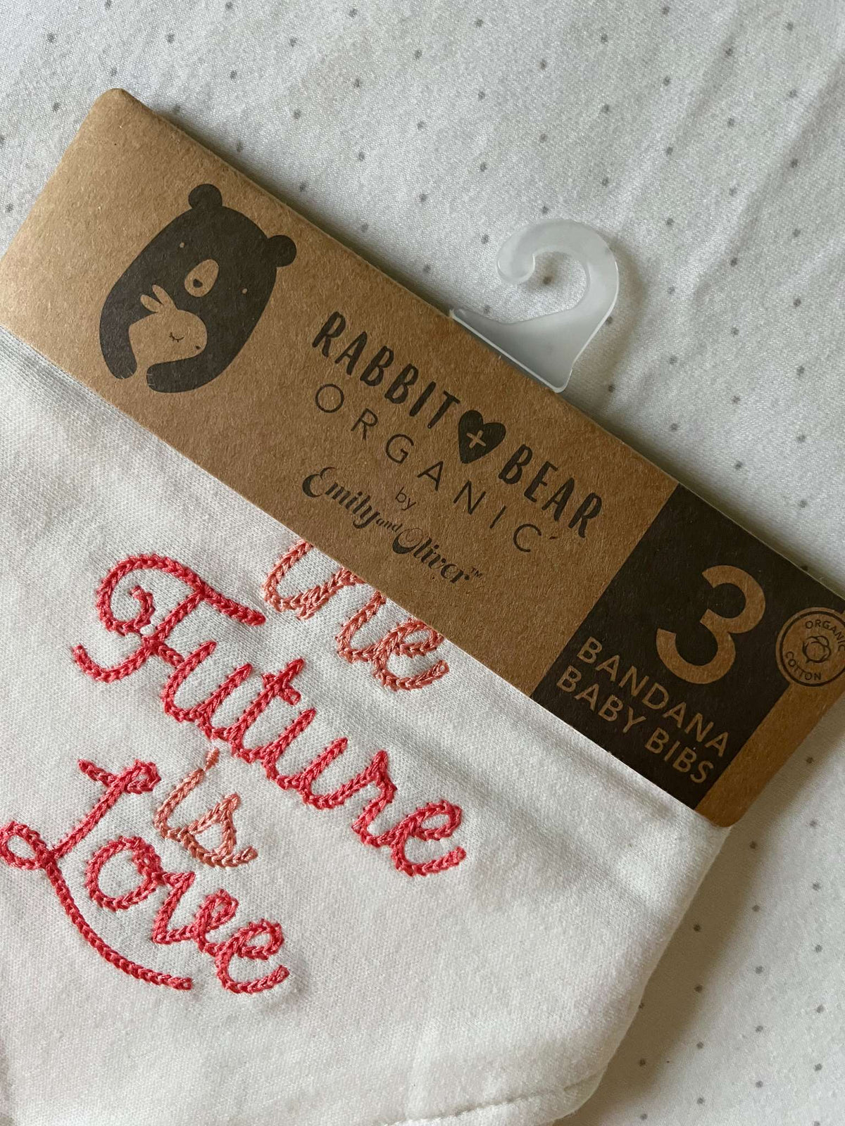 Rabbit + Bear Organics Set of 3 Bandana Baby Bibs NWT