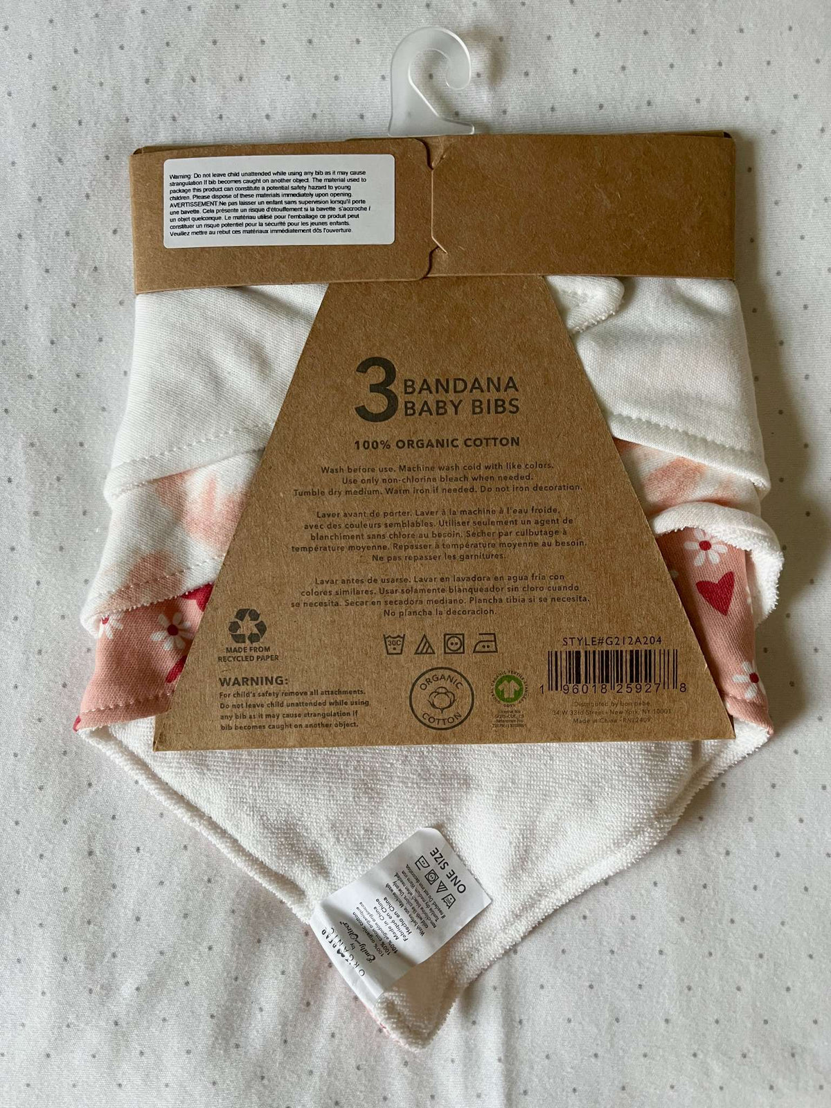 Rabbit + Bear Organics Set of 3 Bandana Baby Bibs NWT
