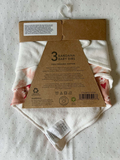 Rabbit + Bear Organics Set of 3 Bandana Baby Bibs NWT