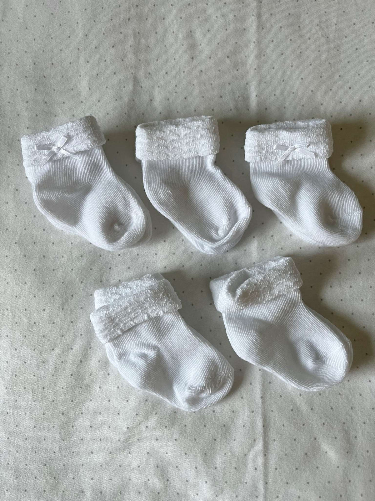NEW Set of 5 white baby socks