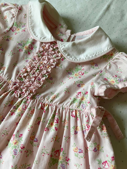 First Impressions Pink Ruffle Collared Floral Print Dress with Matching Bloomers - Baby Girl 6-9 months, Kids 9 Month (6-9M)