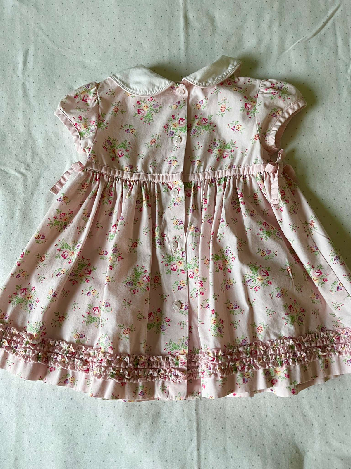 First Impressions Pink Ruffle Collared Floral Print Dress with Matching Bloomers - Baby Girl 6-9 months, Kids 9 Month (6-9M)