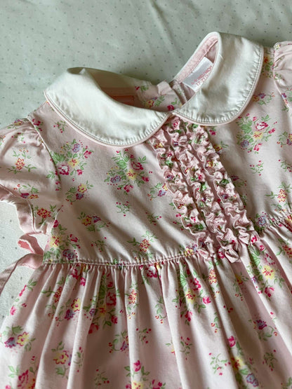 First Impressions Pink Ruffle Collared Floral Print Dress with Matching Bloomers - Baby Girl 6-9 months, Kids 9 Month (6-9M)