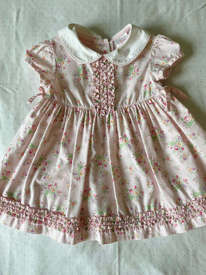 First Impressions Pink Ruffle Collared Floral Print Dress with Matching Bloomers - Baby Girl 6-9 months, Kids 9 Month (6-9M)