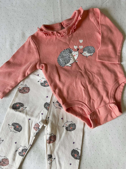 Pekkle Two Piece Hedgehog Outfit - Baby Girl 3 months, Kids 3 Month (0-3M)