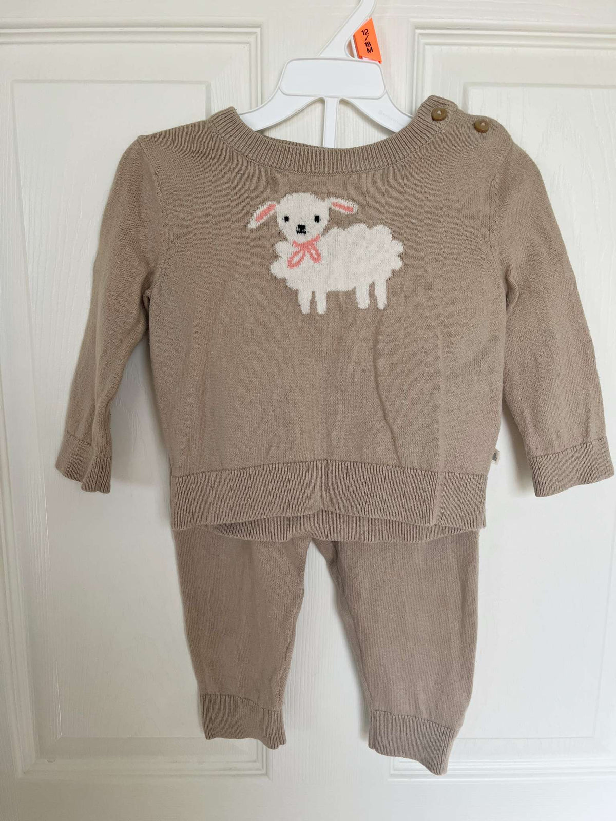 Baby Gap Knit Sheep Two Piece Outfit - Baby Girl 6-12 months, Kids 12 Month (9-12M)