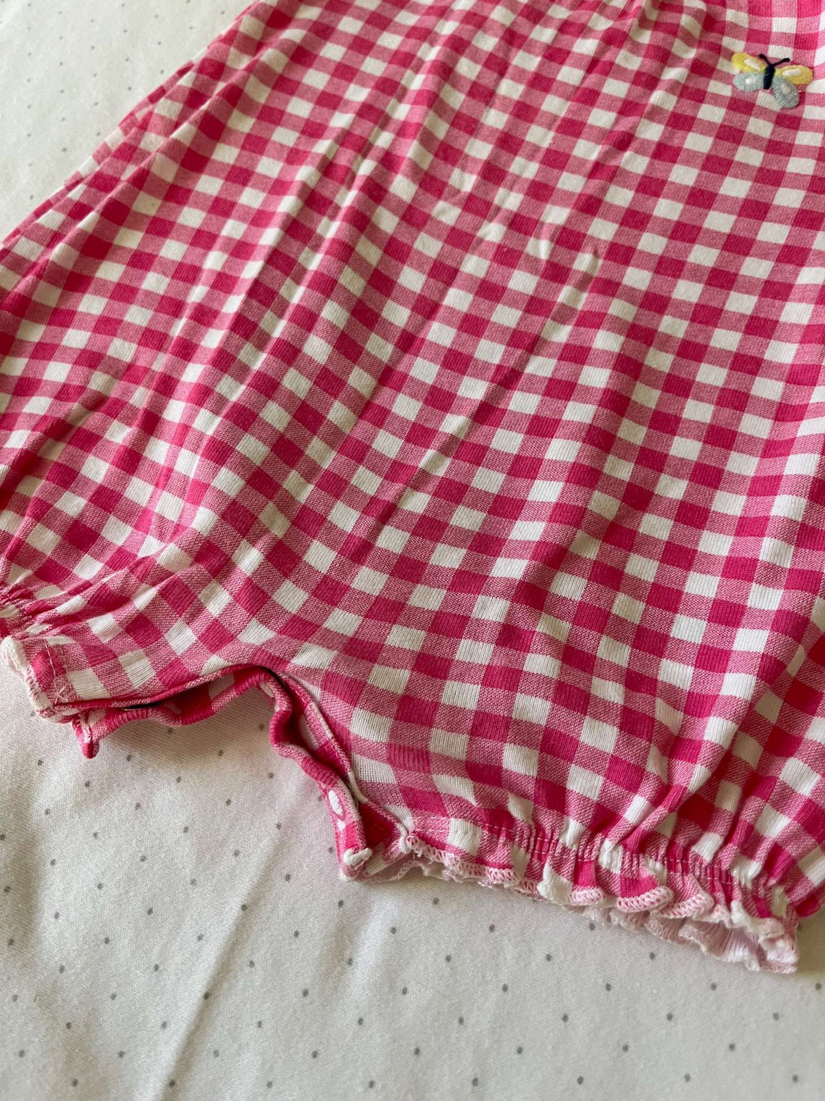 Carter's Pink Gingham Print Butterfly and Frog Onesie - Baby Girl 3 months, Kids 3 Month (0-3M)