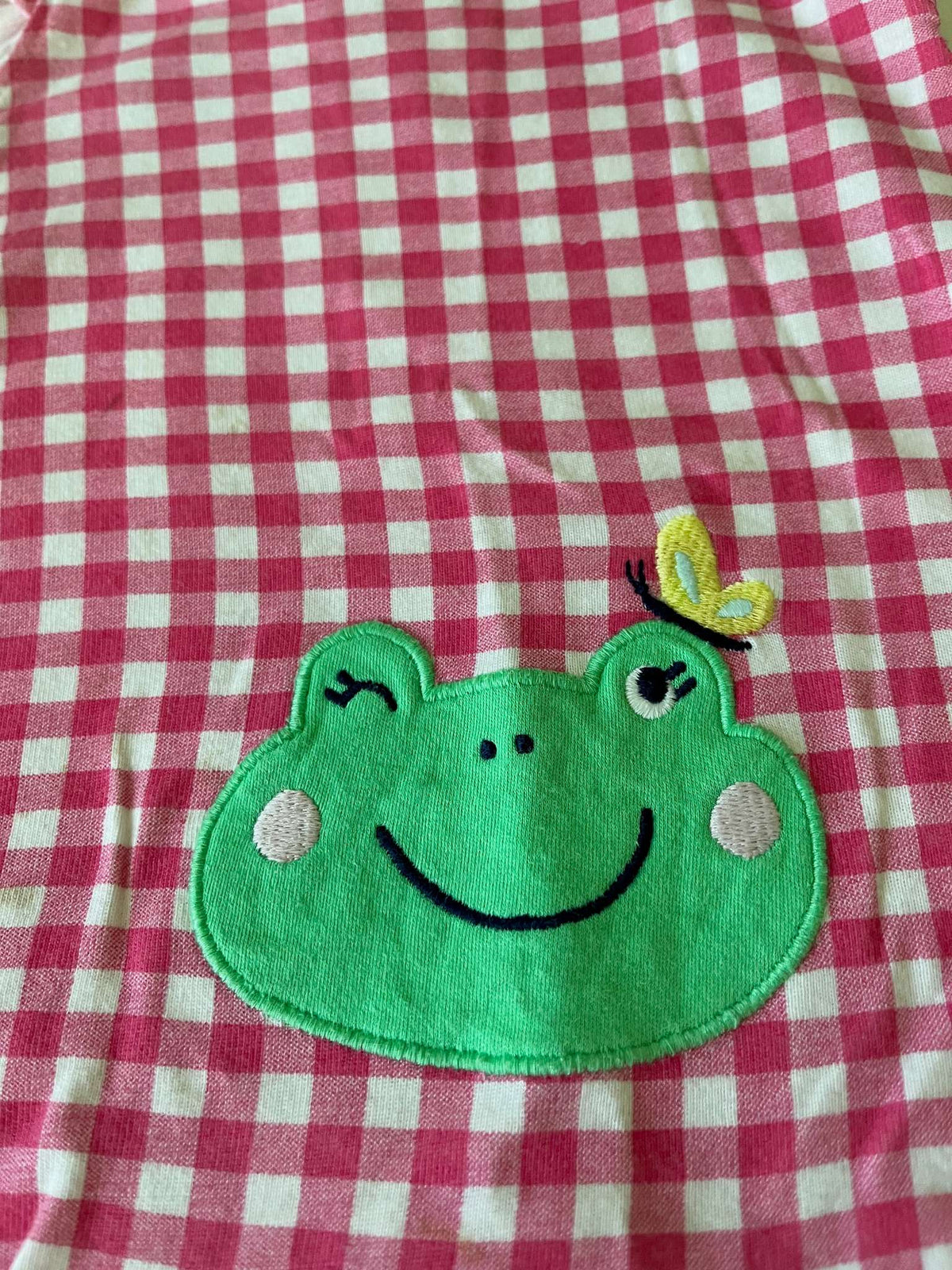 Carter's Pink Gingham Print Butterfly and Frog Onesie - Baby Girl 3 months, Kids 3 Month (0-3M)