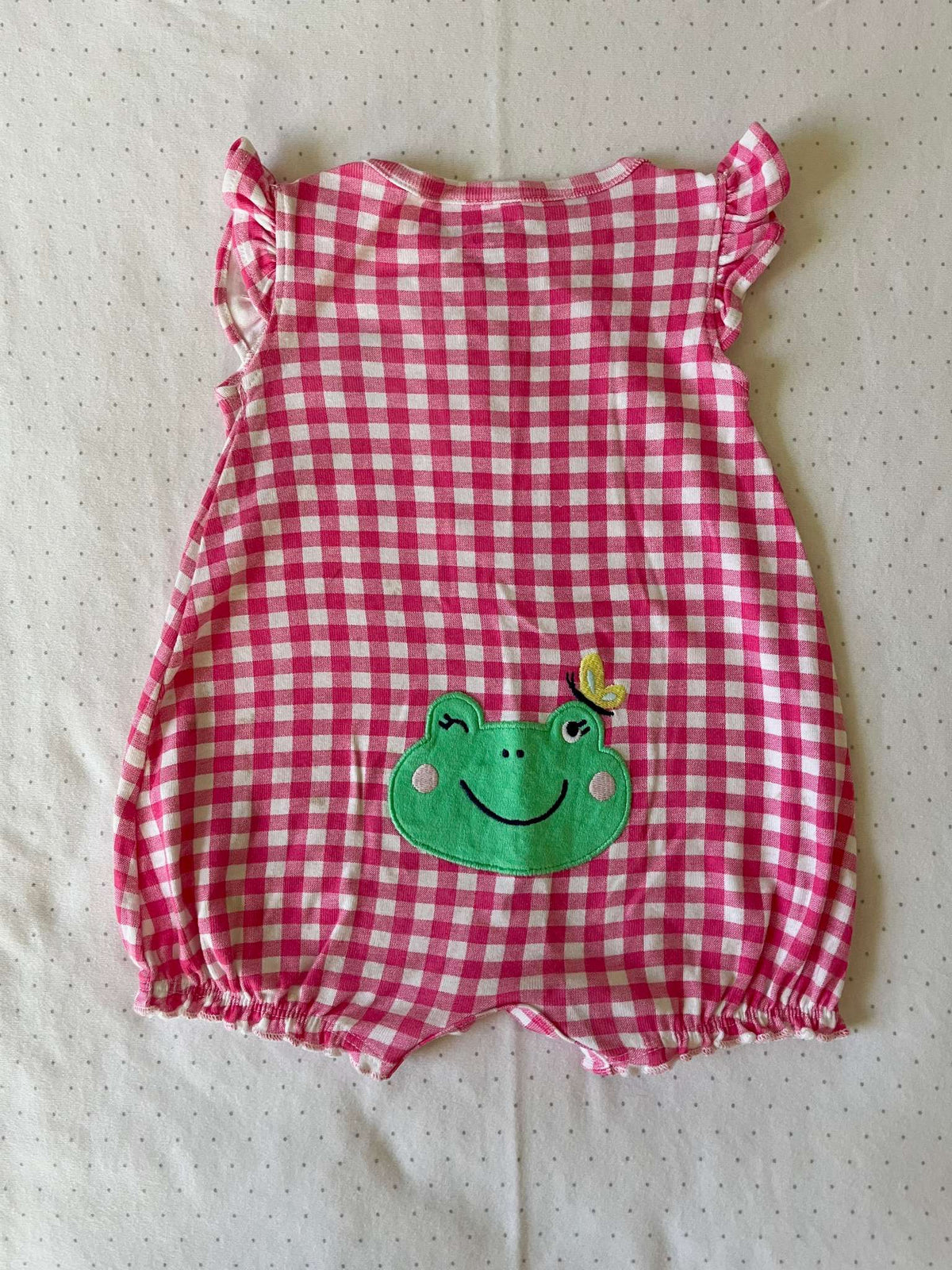 Carter's Pink Gingham Print Butterfly and Frog Onesie - Baby Girl 3 months, Kids 3 Month (0-3M)