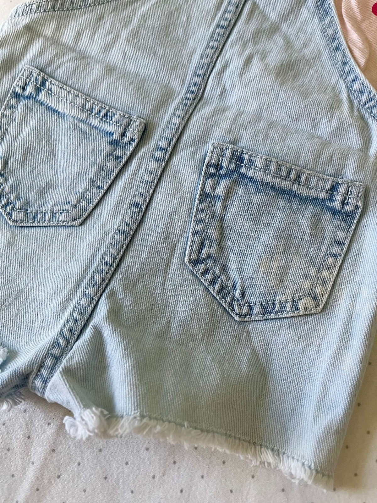 George Two Piece Acid Wash Jean Shorts and Cherry Tee - Baby Girl 3-6 months, Kids 6 Month (3-6M)