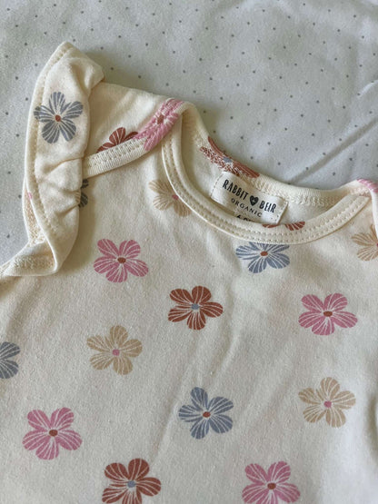 Rabbit + Bear Organic Set of 3 Cotton Onesies - Baby Girl 6-9 months, Kids 9 Month (6-9M)