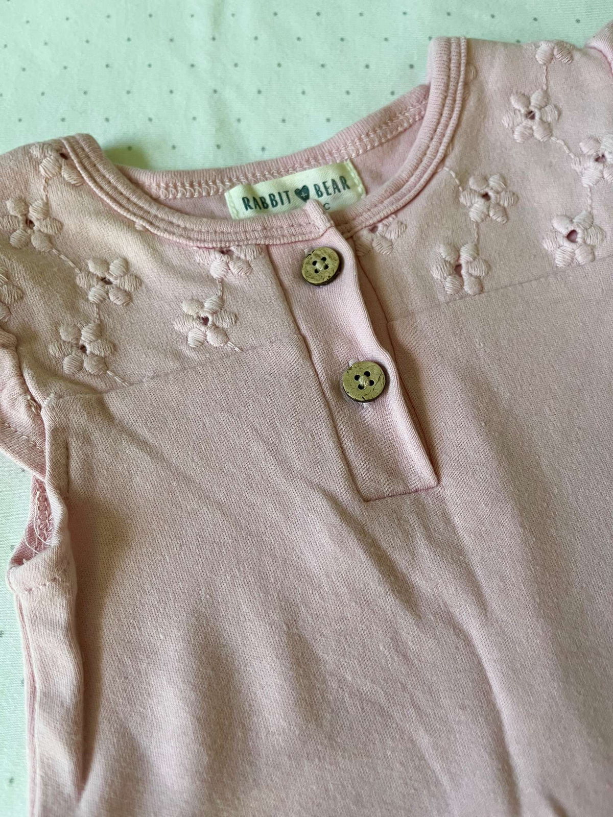 Rabbit + Bear Organic Set of 3 Cotton Onesies - Baby Girl 6-9 months, Kids 9 Month (6-9M)