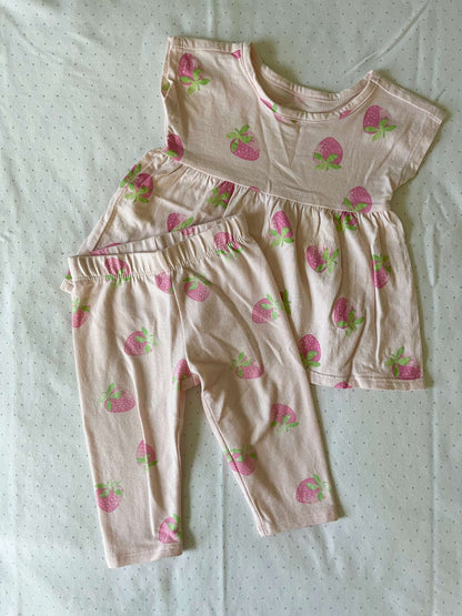 George Two Piece Strawberry Outfit - Baby Girl 3-6 months, Kids 6 Month (3-6M)