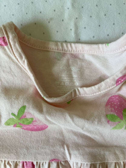 George Two Piece Strawberry Outfit - Baby Girl 3-6 months, Kids 6 Month (3-6M)