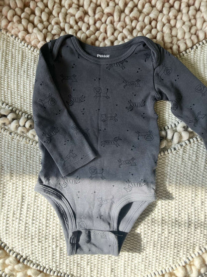 Pekkle Grey Animal Print Long Sleeve Onesie - Baby 18 months, Kids 18 Month (12-18M)